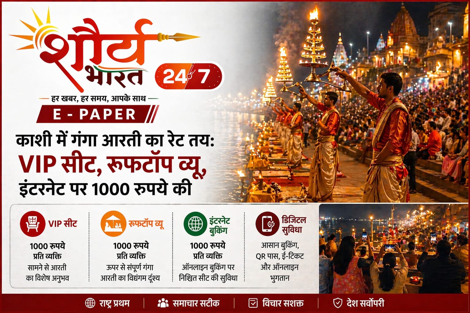 काशी में गंगा आरती का रेट तय: VIP सीट, रूफटॉप व्यू, इंटरनेट पर 1000 रुपये की पवित्र छूट; तस्वीरें और वीडियो